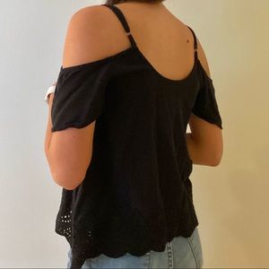Black Abercrombie open shoulder top